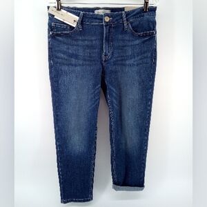 NWT $70 Calvin Klein Jeans Capri Cotton Blend Mid Wash Blue Jeans Roll Up W12